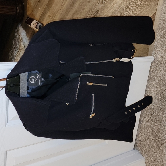 ALEXANDER MCQUEEN NWT MCQ NAVY WOOL STRUCTURED PEPLUM MOTO LINED PEA COAT … - Picture 12 of 12